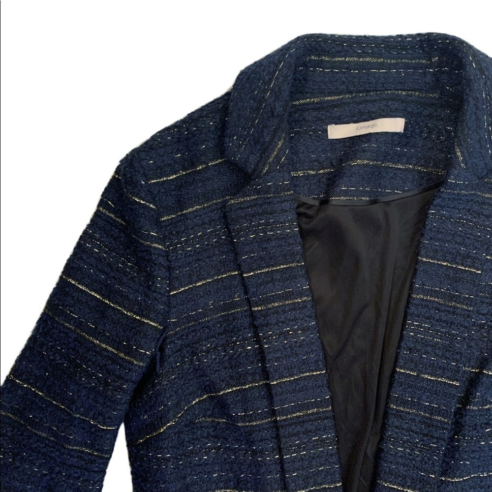 George UK Clothing Co Navy Wool Blend Tweed Blazer